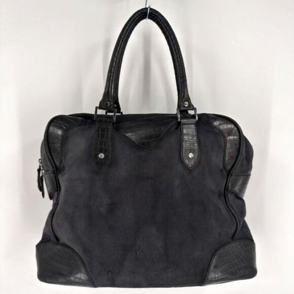Paul Smith Women's Cotton Leather‎ Trim Double Handle Tote Shoulder Bag Black - Picture 1 of 16